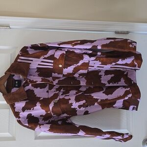 Adidas Ivy Park Brown and Purple Cow Print Jacket